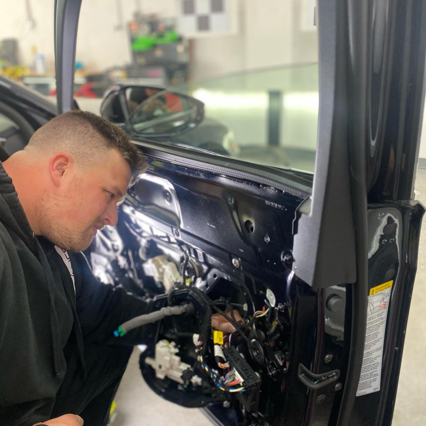 Man repairing a car