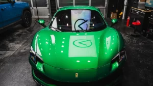 Ferrari Verde Jewel with custom paint protection wrap.
